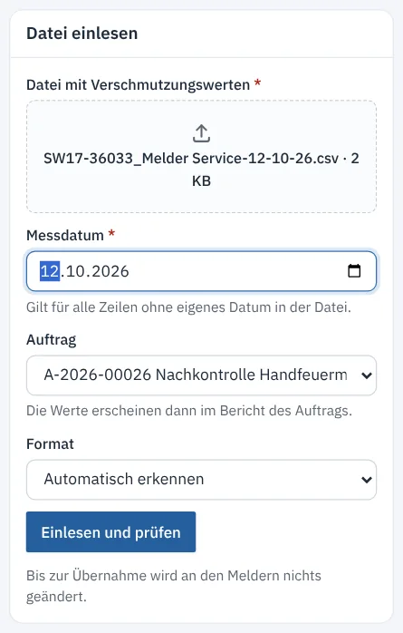 Formular Datei einlesen mit ausgewählter ESSER-Datei