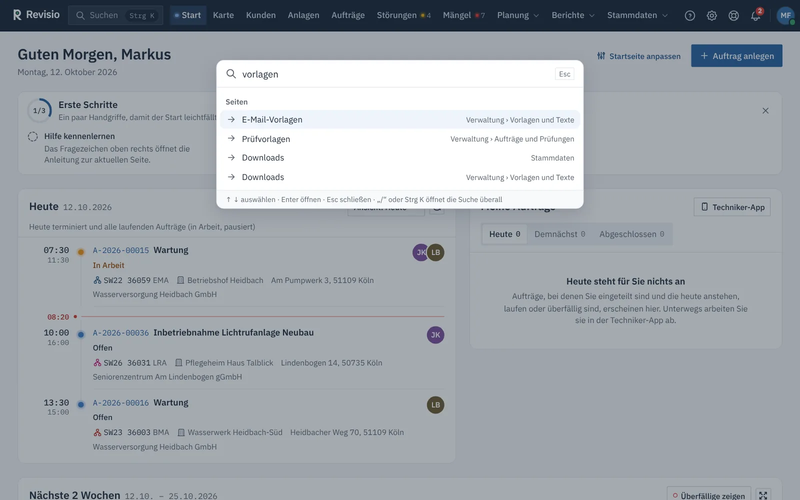 Suche nach vorlagen mit den Seiten E-Mail-Vorlagen, Prüfvorlagen und Downloads