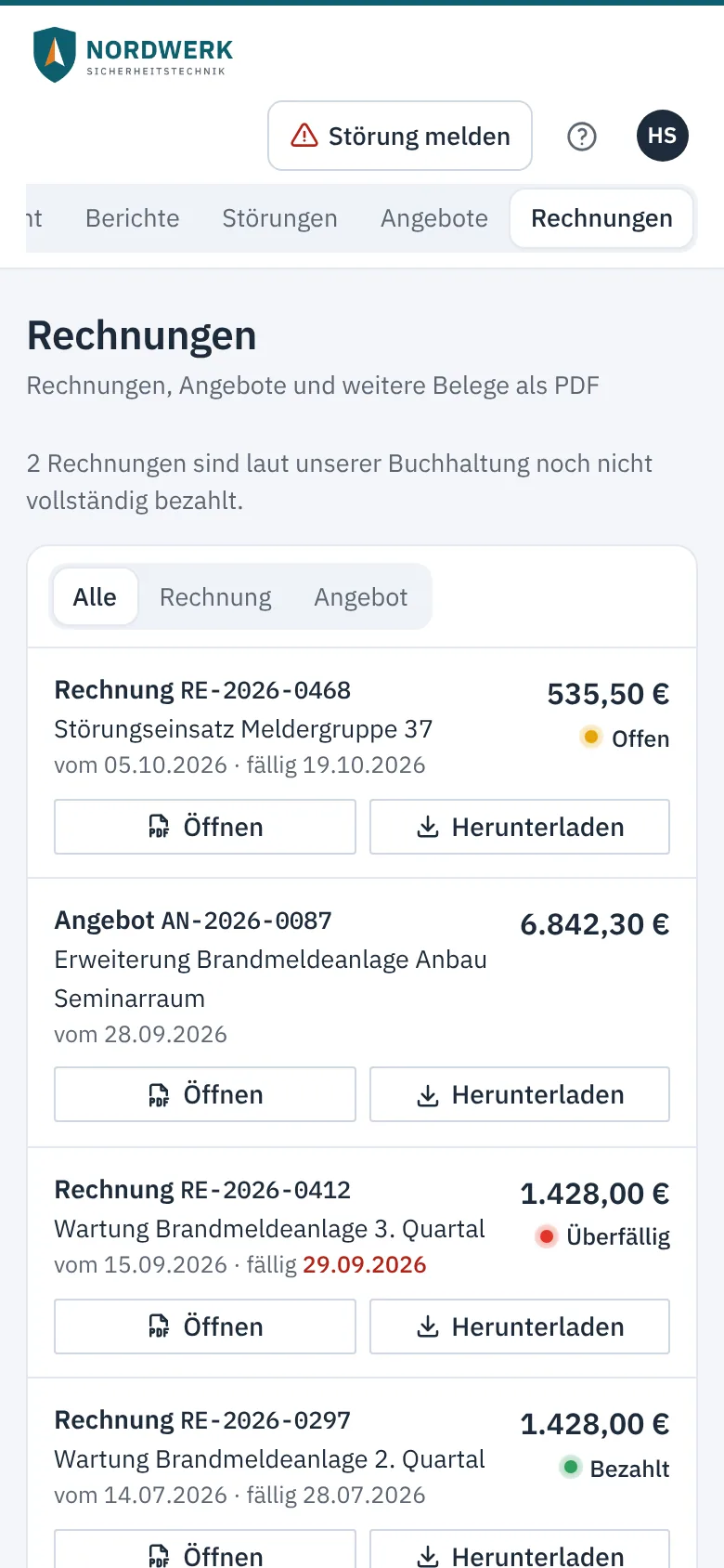 Rechnungen im Kundenportal auf dem Handy